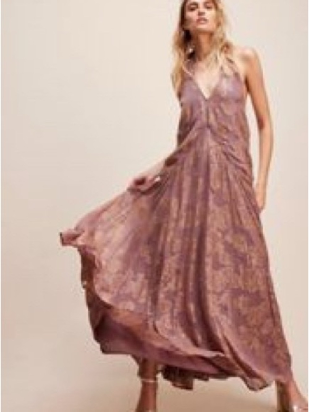 Free People Dusty Rose Floral Slip Maxi Dress